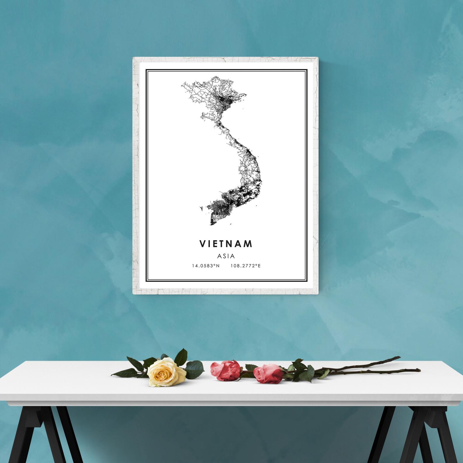 Vietnam map print poster canvas | Vietnam Street map | Vietnam city map print poster canvas
