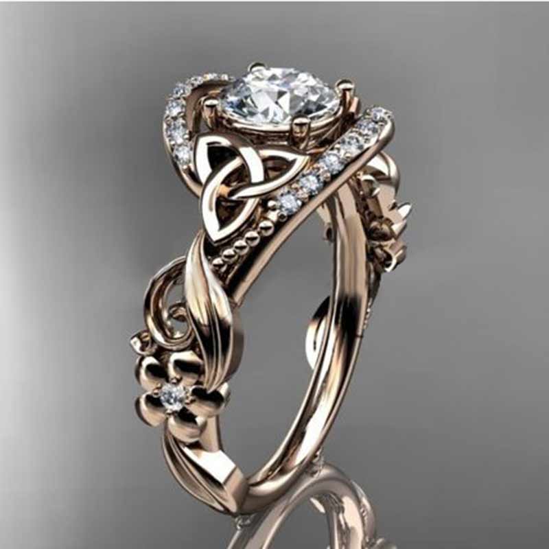 Huitan Wedding Engagement Ring Voor Vrouwen Officieel Voorstel Bloem Blad Ring Wedding Bands Met Uniek