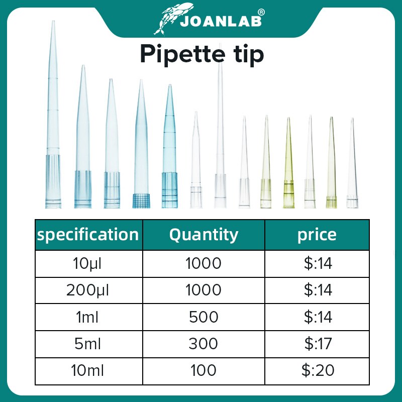 Joanlab Officiële Winkel Laboratorium Pipet Tips 10ul 200ul 1Ml 5Ml 10Ml Micropipet Wegwerp Plastic Pipet Tip Lab apparatuur