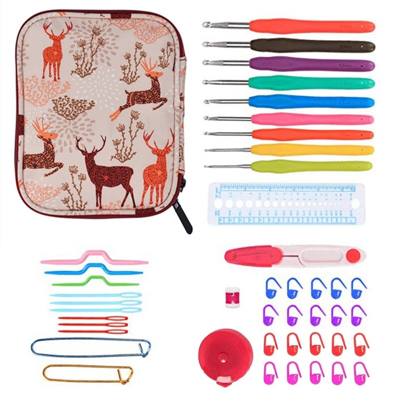 45Pcs Ergonomic Crochet Hook Needles Set with Storage Case Organizer Knitting Accessories DIY Hand Craft Knitting Tools: 7HH1403194-1