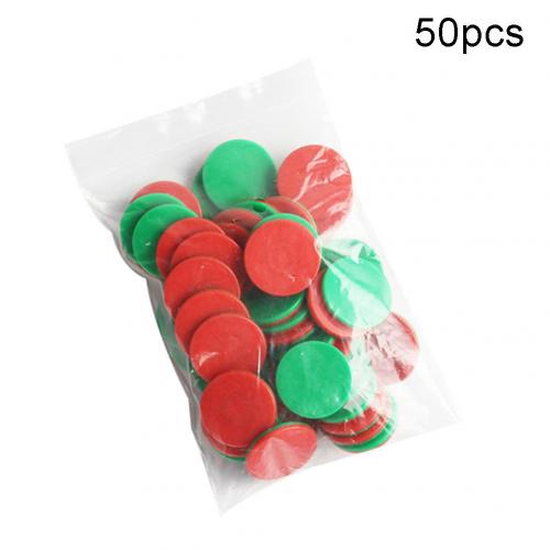 50Pcs Dual Color Round Chips Counting Numbers Math Game Counters Teaching Aids: Green Red