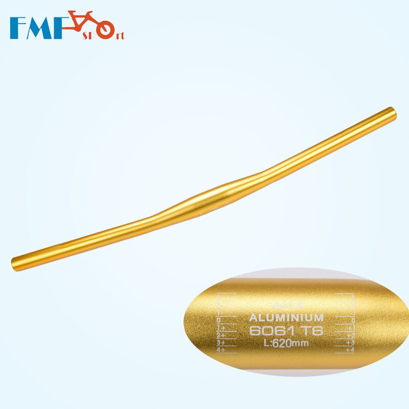 FMFXTR – guidon de vtt plat/surélevé en alliage d'aluminium haute résistance, partie droite de vélo, 31.8x620/700mm: Flat-620-gold