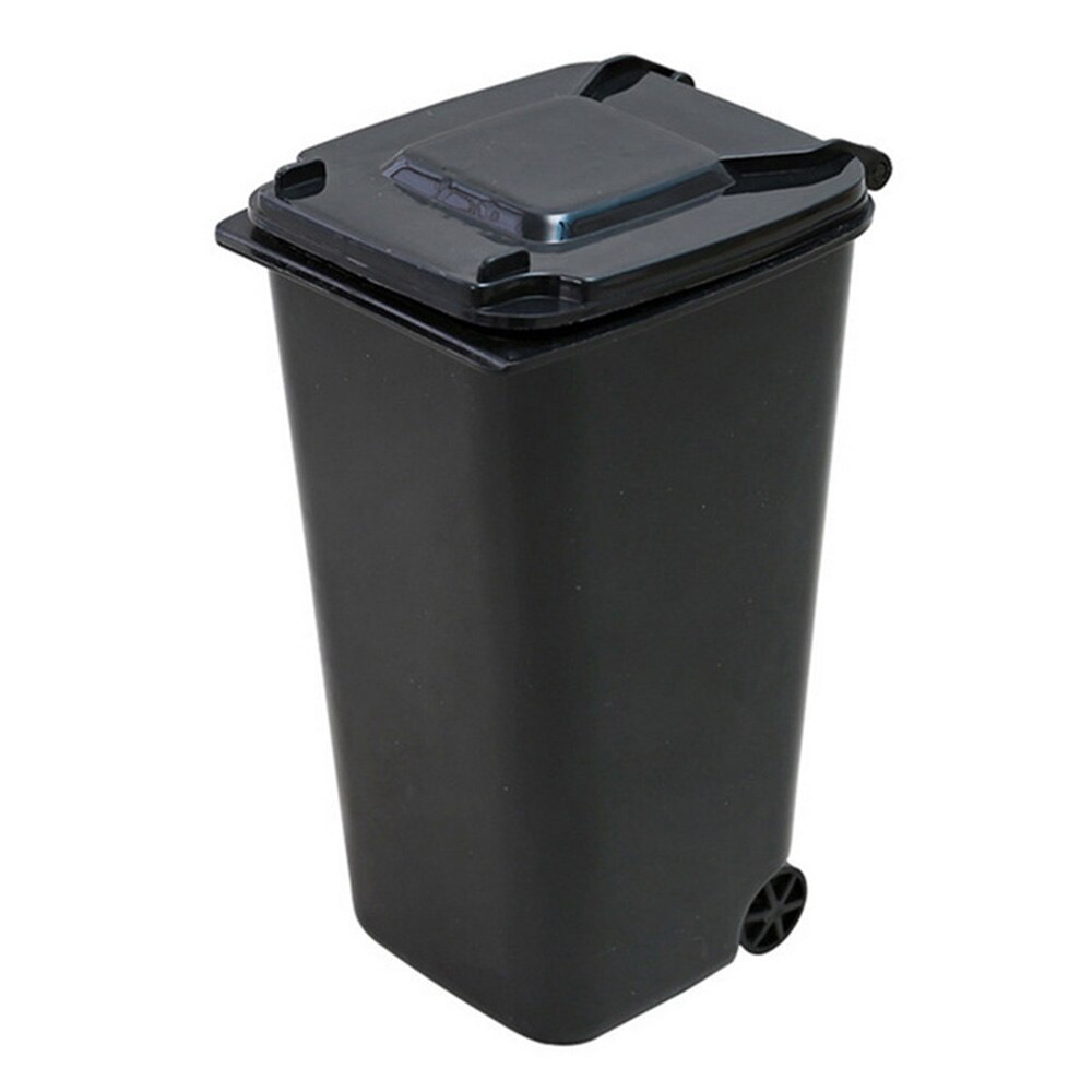 Wheelie Waste Bin Small Trash Can Mini Desktop Ash Can Litter Trash Little Tabletop Trash Box For Desk Car Trash Bins: black