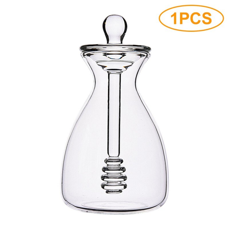 11Oz/14Oz Clear Honing Pot Met Dipper Keuken Gereedschap Glas Handgemaakte Honing Pot Met Dipper En Honing pot Met Doos: 1 PCS Large