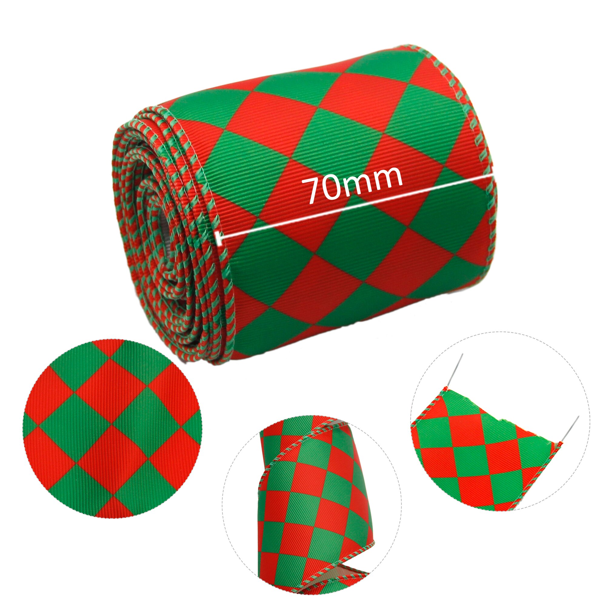 50yards Christmas Theme Wire Edge Grosgrain Ribbon，Making Home Textile Party Decor,50Yc13507: 1116842001