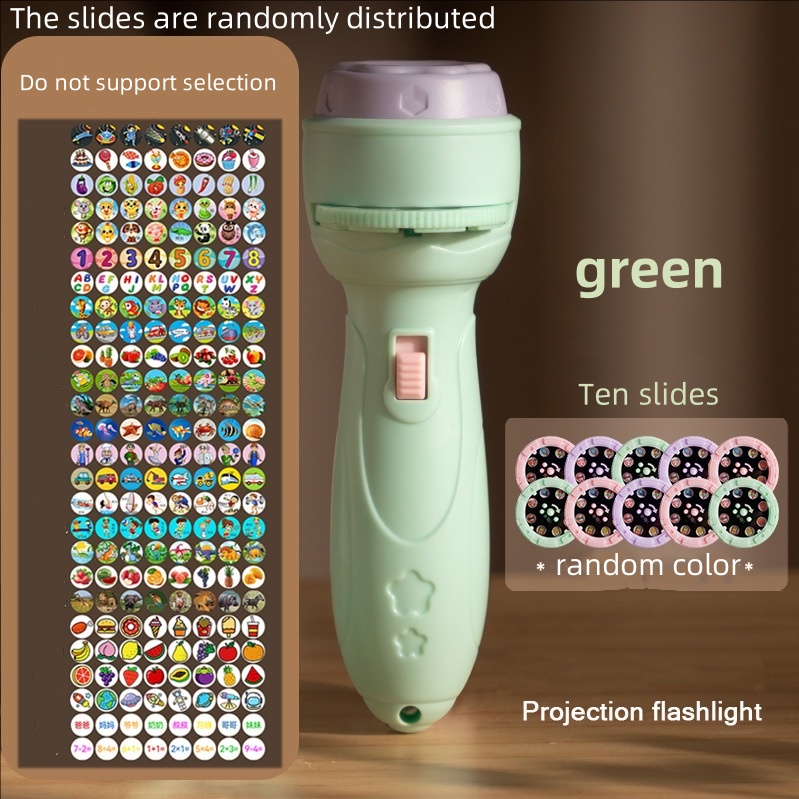 Projectorzaklamp Vroeg onderwijs educatieve ontwikkeling speelgoed kinderverlichting lichtgevende speelgoed cartoon patroon projector: Licht Groen
