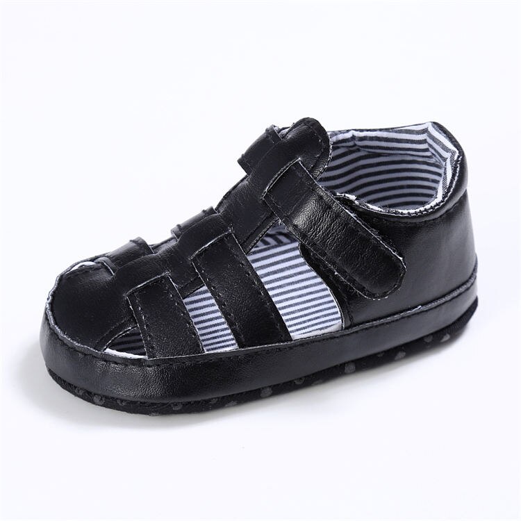 Baby Sandals Shoes Boy Girl Infant Comfort Breathable Rubber Soft Anti-Slip Sole Toddler Crib Shoes Sandals: Black / 7-12 Months