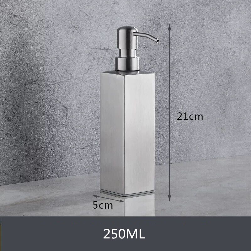 LIUYUE Soap Lotion Dispensers Black Stainless Steel Bathroom Accessories Square Bottle For Kitchen Sink Soap Lotion Dispenser: B