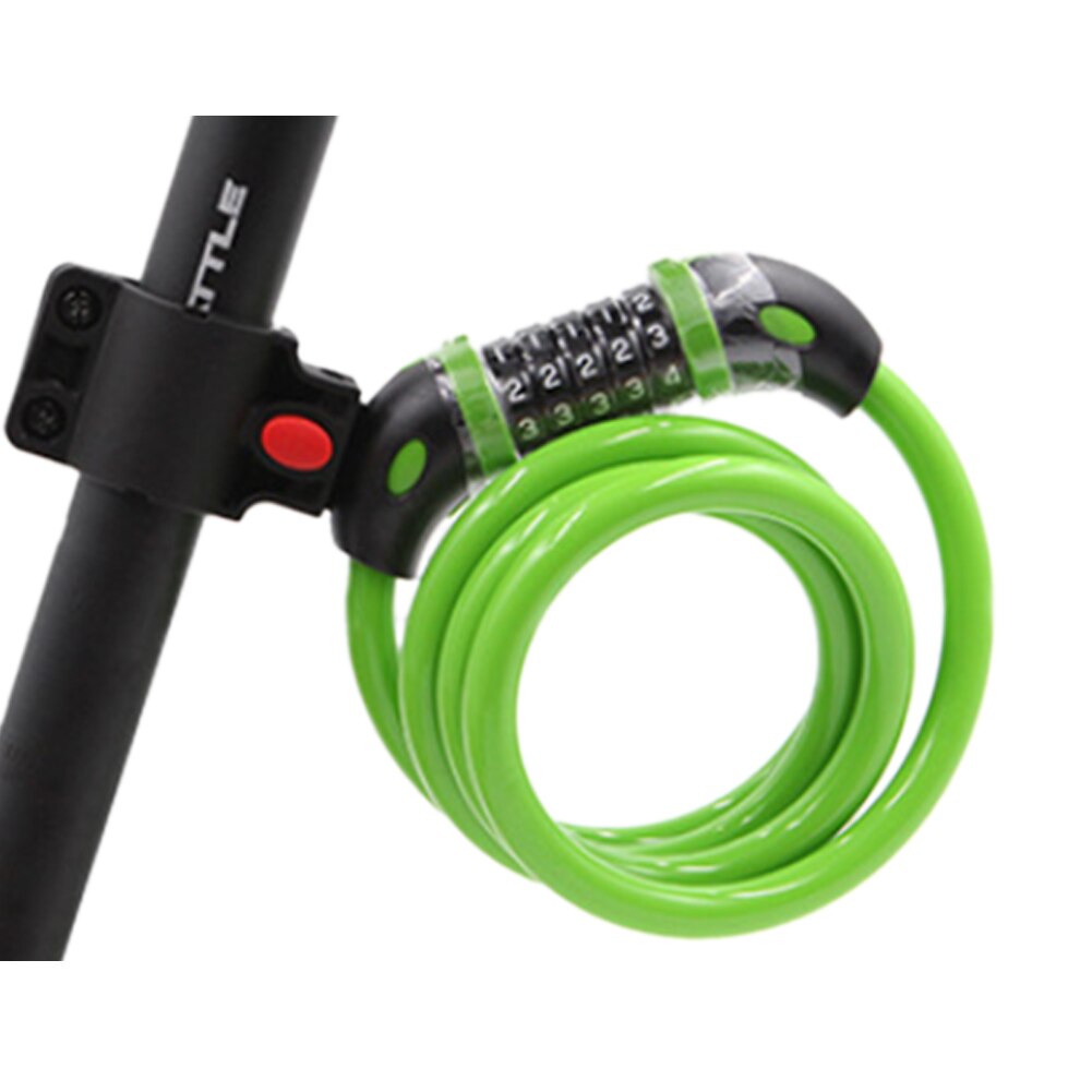 Bike Security Combination Lock 5-Position Coded Resettable Long Steel Cable Locker Protective Tools for Bicycles Scooters: Green