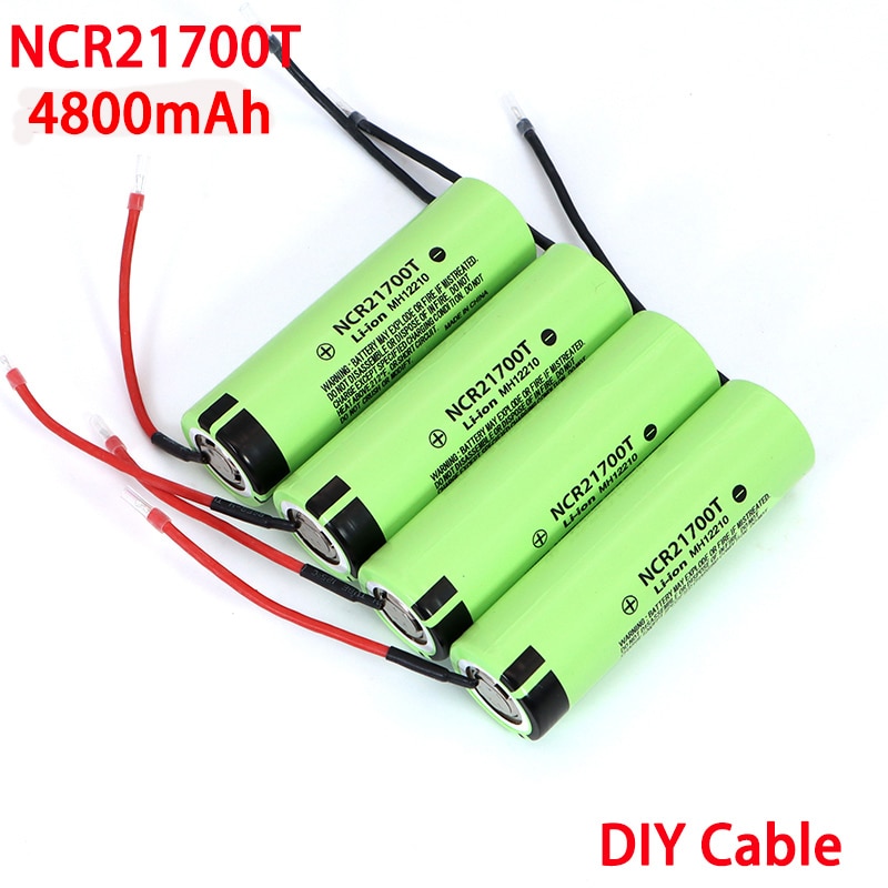 Batería de li-lon de 3,7 V NCR21700T, 4800mAh, 21700 15A 5C, tasa de descarga, baterías Ternarias de litio, Cable de soldadura artesanal