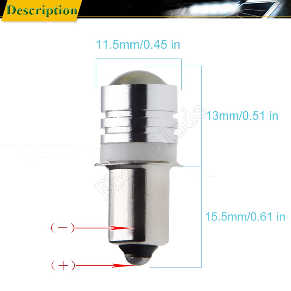 Pair P13.5S PR2 PR3 COB 1W LED Upgrade Bulb White For Flashlight LED Replacement Torch Work Light Lamp 3V 6V 12V 18V 24V 30V