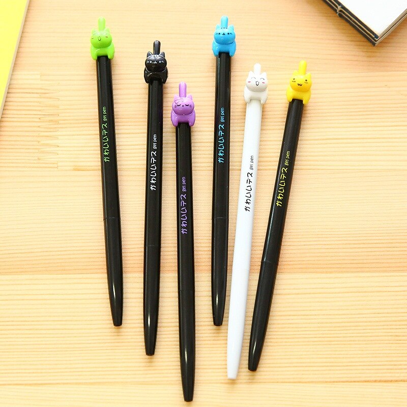 Kawaii Capybara Gelstifte 4er Set, Schwarze Tinte, Einziehbar, Süßes Schreibwaren Für Schule & Büro