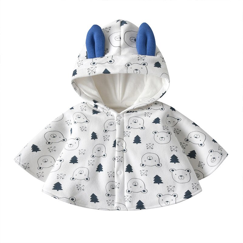 Autunno e inverno abbigliamento per bambini mantello per bambini cartone animato scialle antivento doppio strato mantello infantile uscita cappotti per bambini con cappuccio: Bear / 120CM