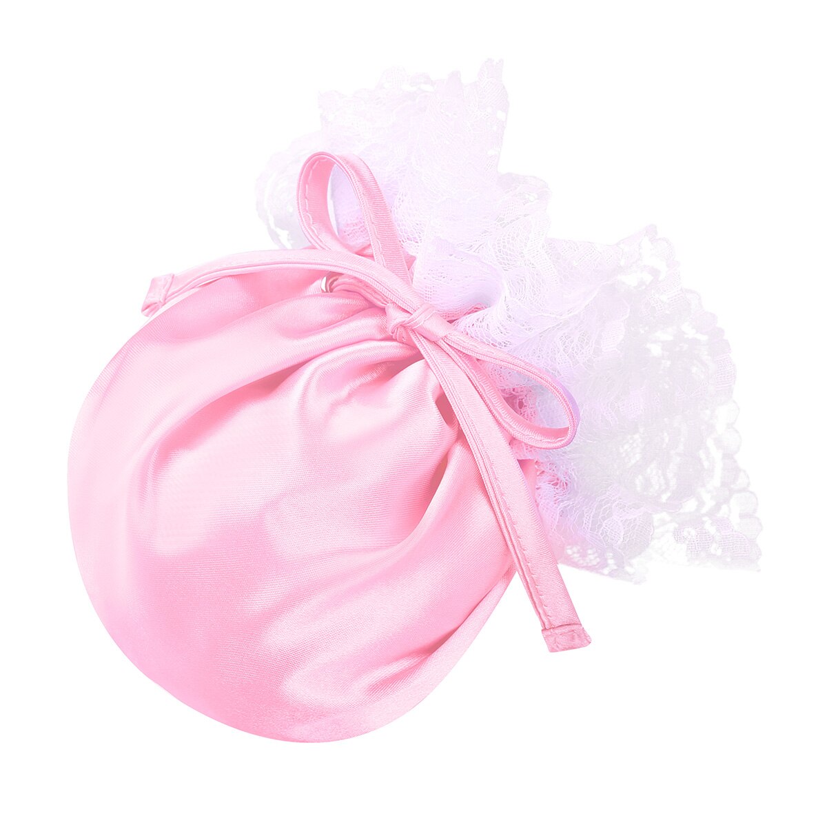 Mens Sissy C-String Lingerie Ondergoed Onderbroek Bloemen Kant Elastische Trekkoord Satijn Mannelijke Ardennen Pouch Mini Slips Slipje: Pink