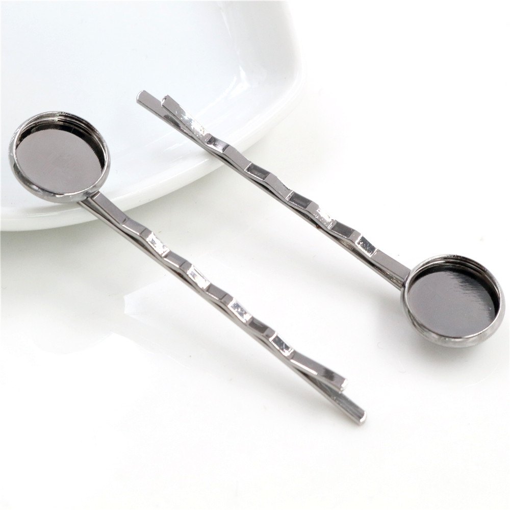 12mm 10pcs Classic 8 Colors Plated Copper Material Hairpin Hair Clips Hairpin Base Setting Cabochon Cameo: Red