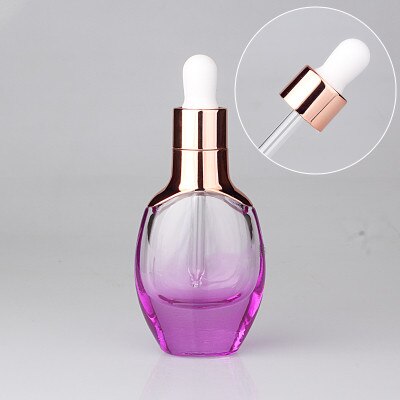 30ml Rohre Tropfer Flasche Aromatherapie Flüssigkeit für Ätherisches Reise Bunte Rose Gold Massage Öl Pipette Nachfüllbare Flaschen: lila