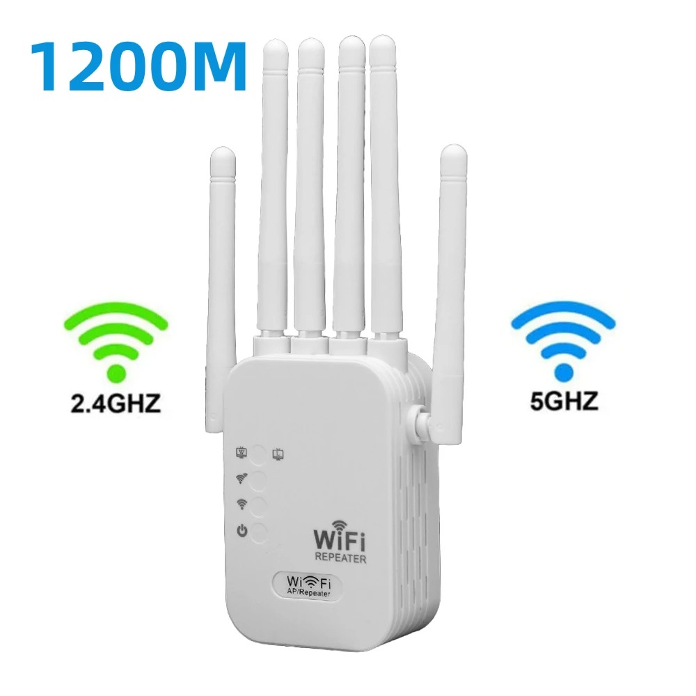1200Mbps Wireless Repeater 2.4G 5G Dual Band WiFi Signal Extender Wi-Fi Amplifier WiFi Router Long Range Signal Booster Router: green / EU Plug