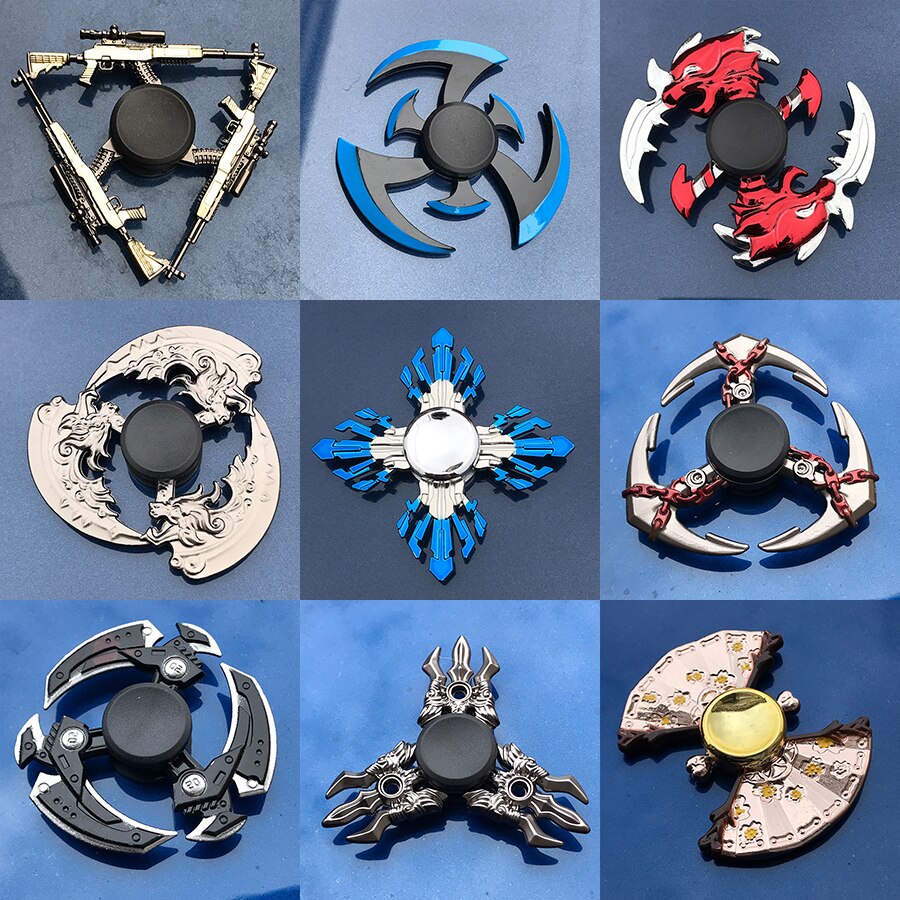 Zink-legierung Fidget Spinner Metall Tri Zappeln Hand Spinner Finger Fokus Spielzeug Glatte Galvanisieren Hybrid Lager Spielzeug Für Kinder