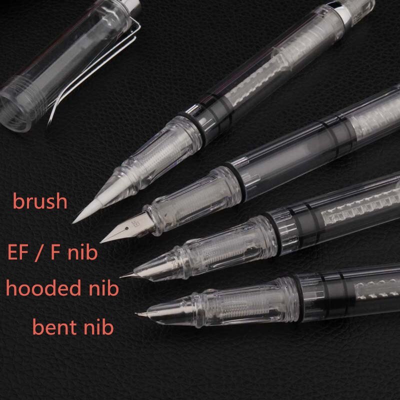 Stylo à encre de couleur pour écriture, stylo à plume transparente pour Signature Fude, brosse rotative à pointe douce de calligraphie