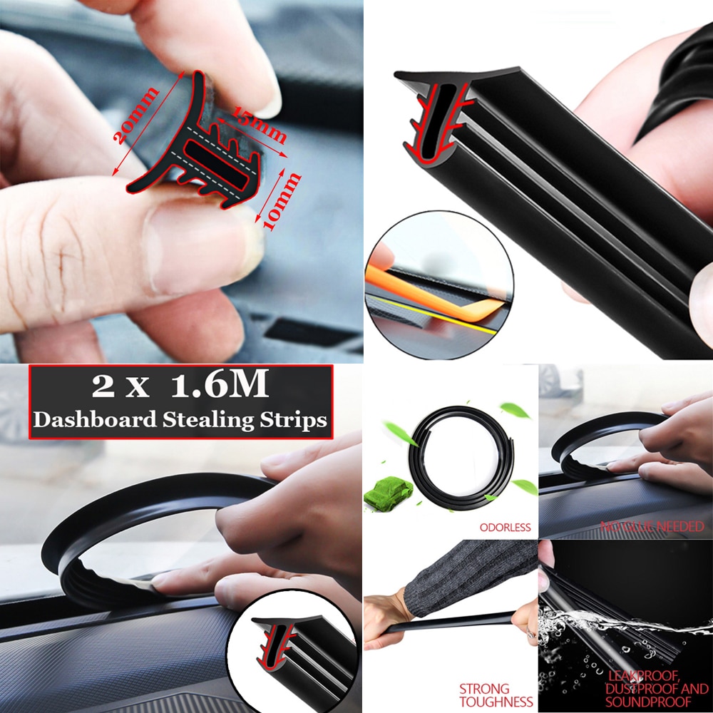 2 X Car Push Seal Strip Dashboard Windshield Engine Noise Insulation Rubber Tool