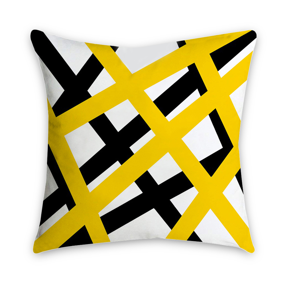 Urijk Geometric Printed Throw Pillow Case Yellow Gray Diamond Wave Waist Cushion Cover Office Sofa Housse de Coussin Kussenhoes: 25