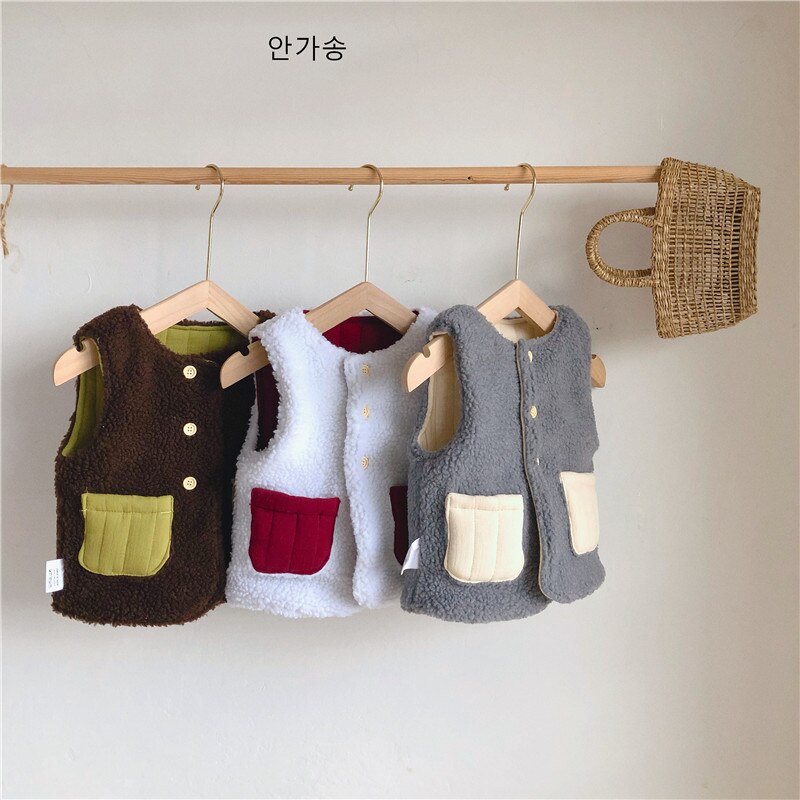 Hiver Double face enfants en peluche gilet pour bébé fille gilet enfants vêtements enfant en bas âge sans manches veste garçons gilet polaire