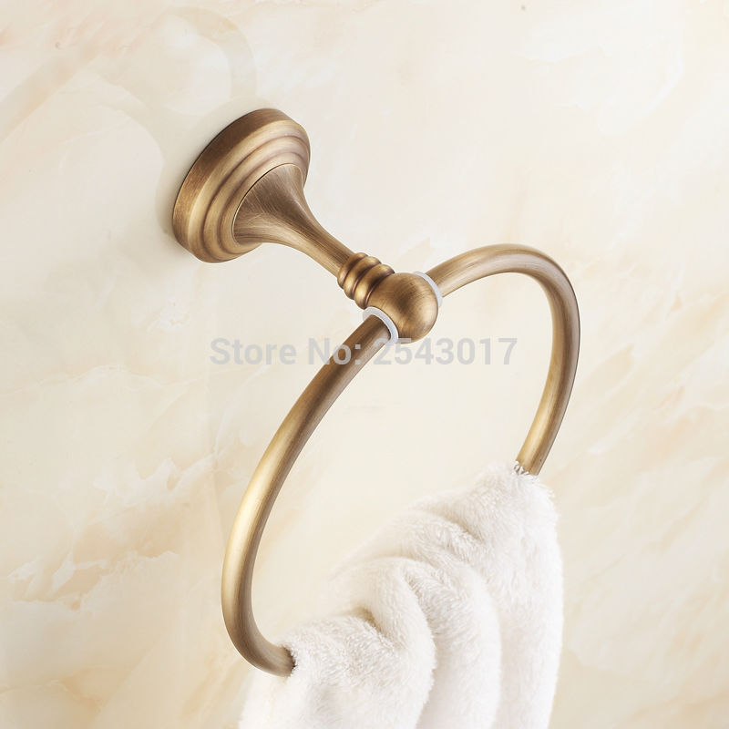 Badkamer Koperen Handdoek Ring Antiek Messing Retro Stijl Wandmontage Handdoekenrek Handdoek Bar ZR2201