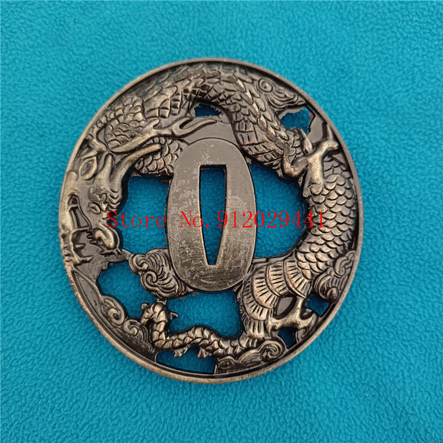 Mooie Japanse Guard Dragon Tsuba Fitting Samurai Katana Zwaard Mes Guard Wakizashi Zwaard