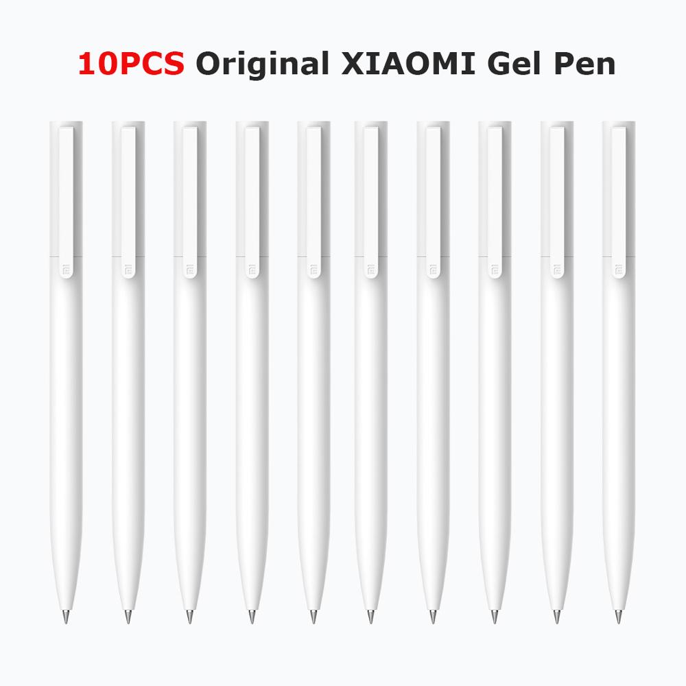 Original 10Pcs Xiaomi Gel Pen 0.5MM Sign Pen Pressed Out Core Writing MiKuni Japan Ink Smooth Signing Black/Blue Replacement Ink: WHITE