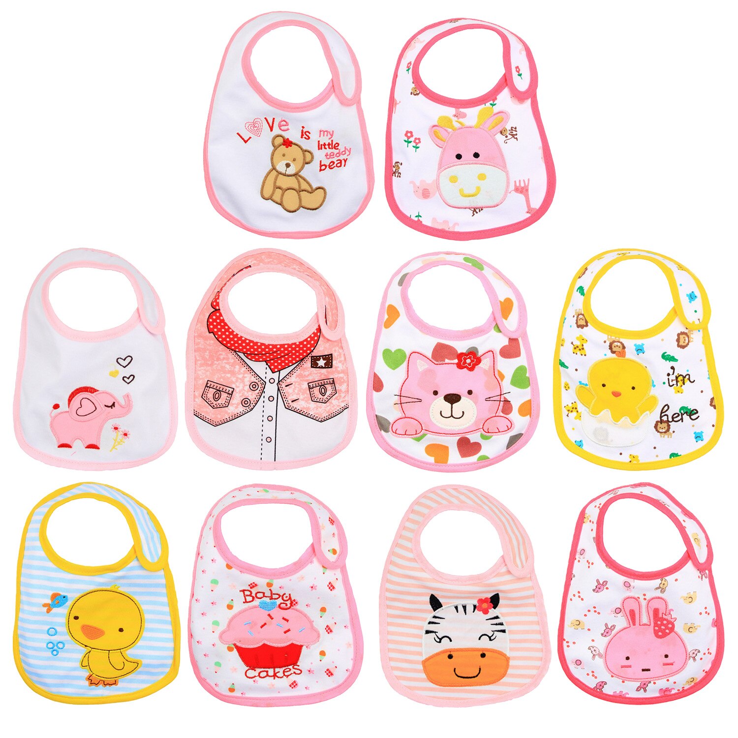 10PCS Cartoon Baby Lätzchen Infant 3-Schichten Wasserdicht Anti-schmutz Rülpsen Handtücher Kleinkind Spuck Kleidung Kinder Fütterung essen Schürze Kittel: Girl