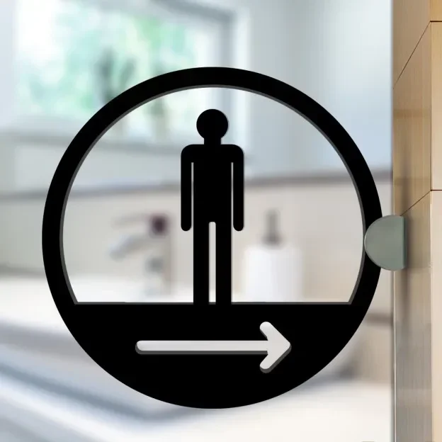 Door Sign Double-sided Side Mounted Restroom Reminder Sign Men's and Women's Bathroom Signage Acrylic Hotel WC Toilet Signage: Reddish Orange