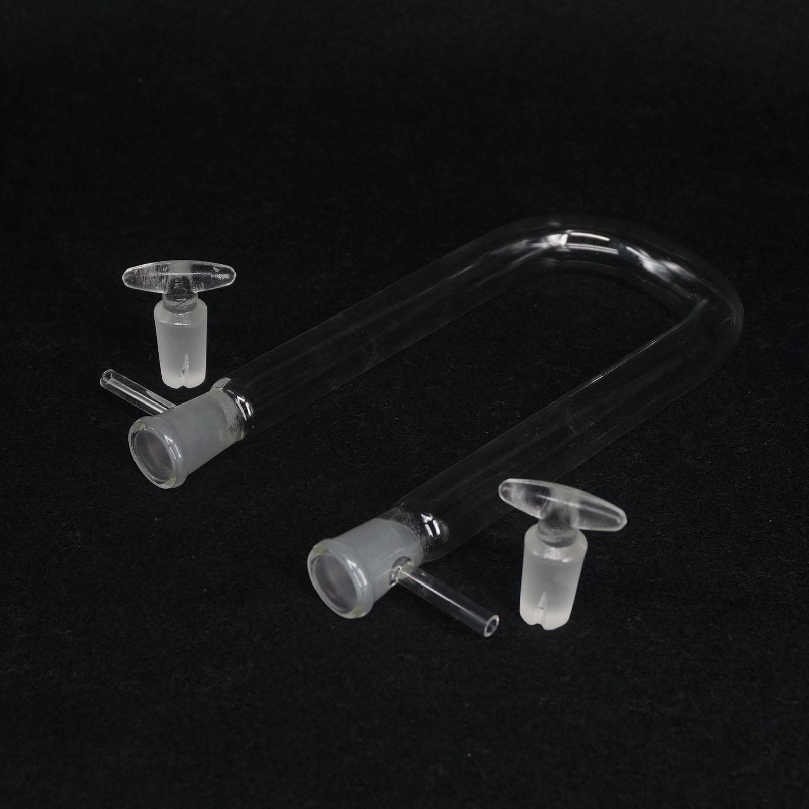 20x200mm Drying Glass Tube Adapter U shape With Stopper and Side Arm Labware