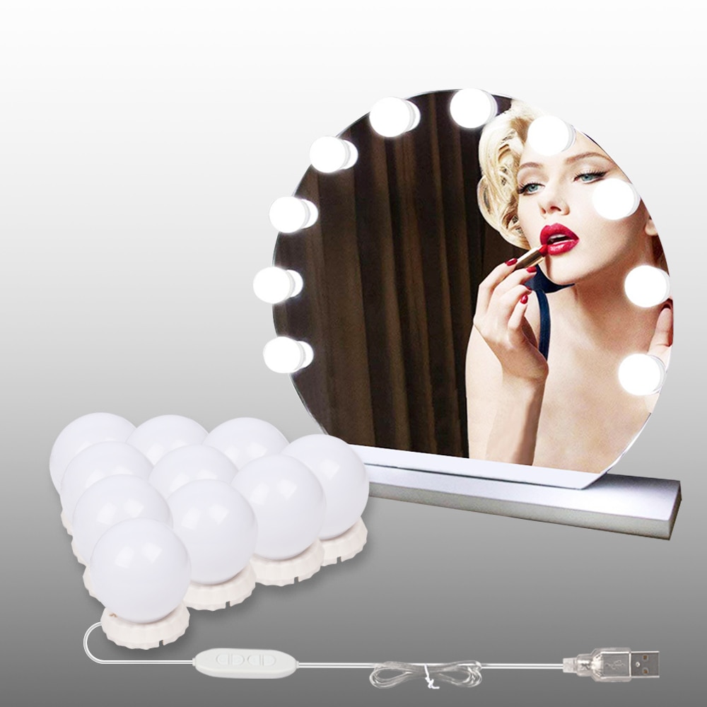 Hollywood Style10 LED Spiegel Lights Kit met Dimbare Lampen Verlichting Armatuur Strip voor Make-Up Spiegel Licht