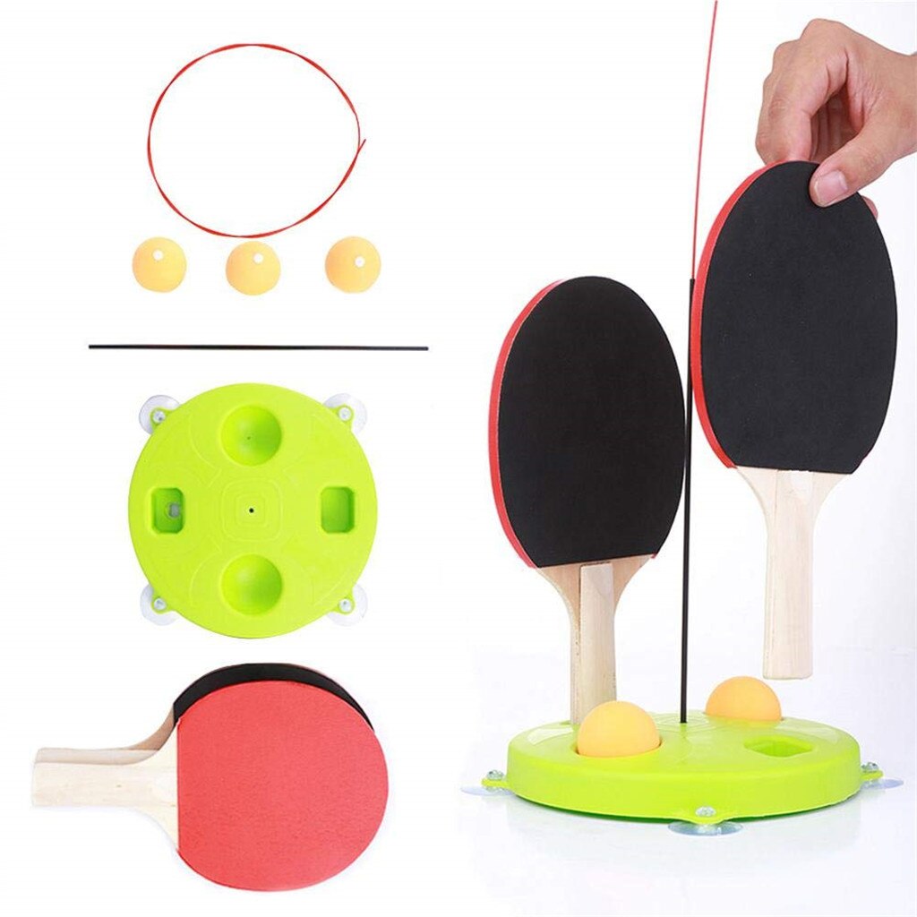 Table Tennis Trainer Soft Shaft Training Machine Elasticity For Kid Green able tennis exercise equipment ping pong paddle#30