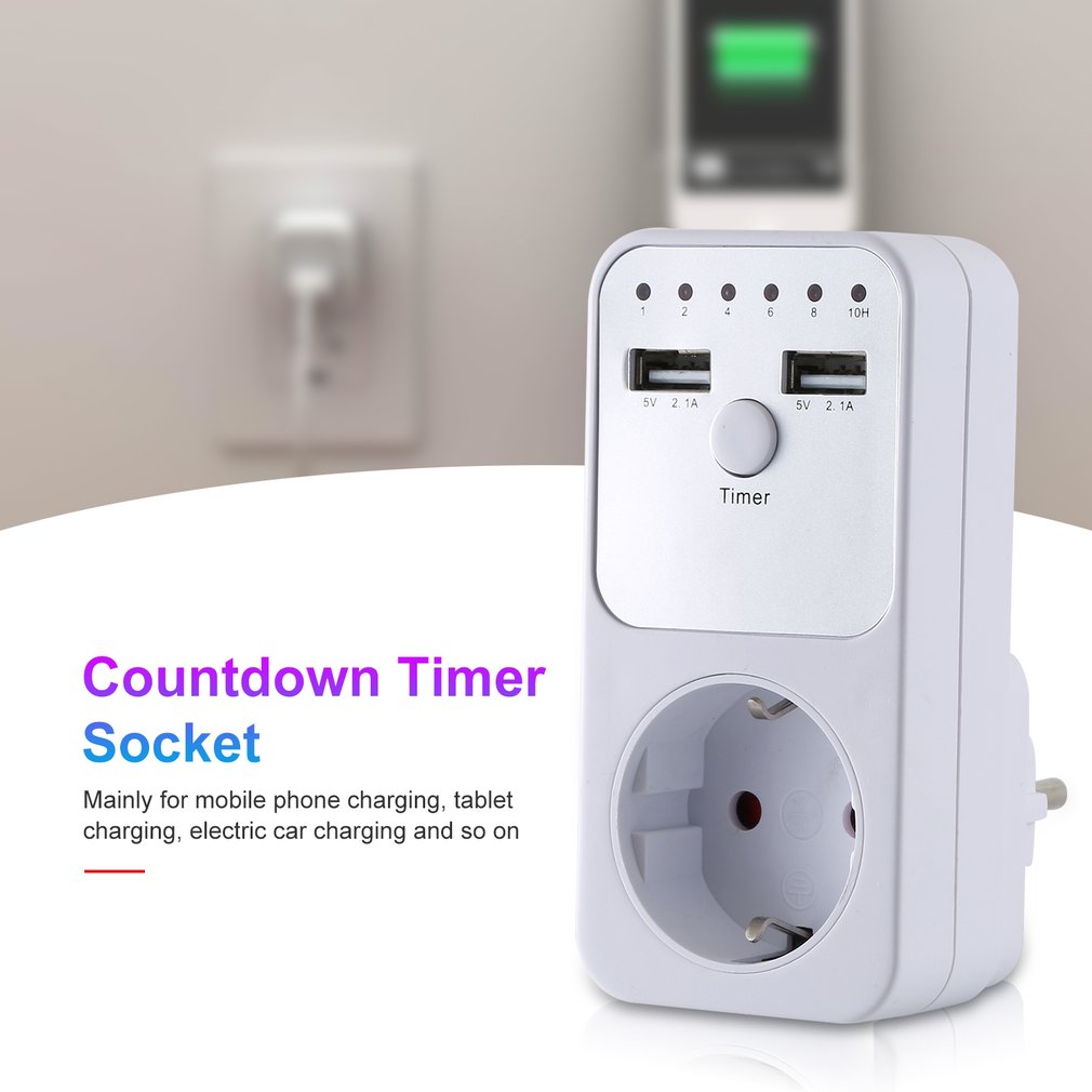 EU Plug Countdown Timer Switch Smart Control Plug-In Socket Auto Shut Off Outlet Electronic Device