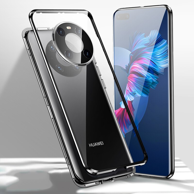 Funda protectora completa con tapa para Huawei Mate 40 Pro Mate40 Pro + Funda de cristal magnética para Huawei Mate 30 20 Pro 20X, 360: Mate 40 Pro / Black