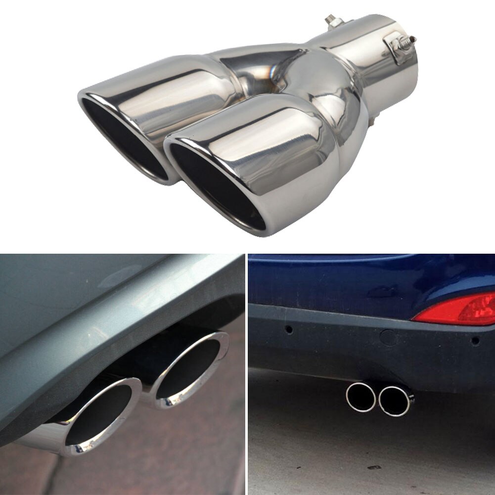Car Exhaust Pipe Muffler Tail Pipe Outlet Nozzle End Stainless Steel Car Dual Tip Bolt-on Rolled Edge Slant Cut 76mm