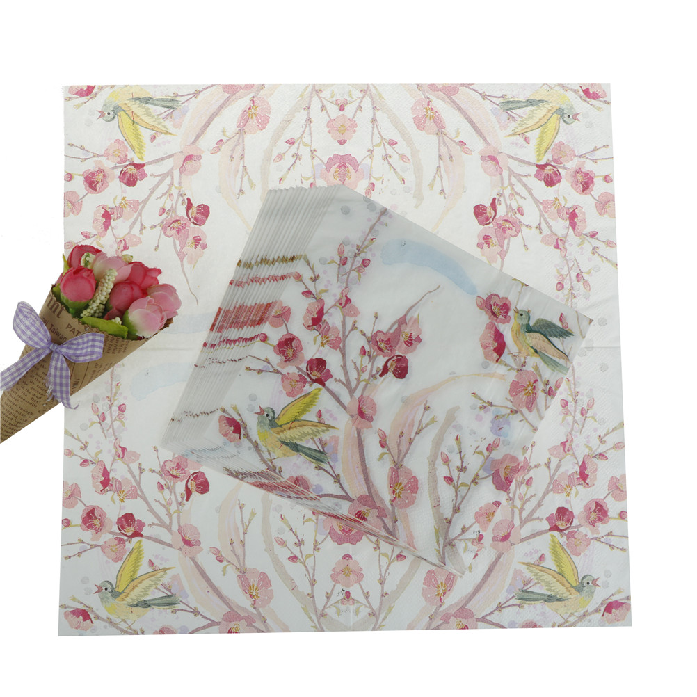 20 stuks Gedrukt Bloem Papier Servetten Voor Bruiloft en Partij Decoratie Tissue Stof Decoupage Primaire houtpulp Servet 30*30cm