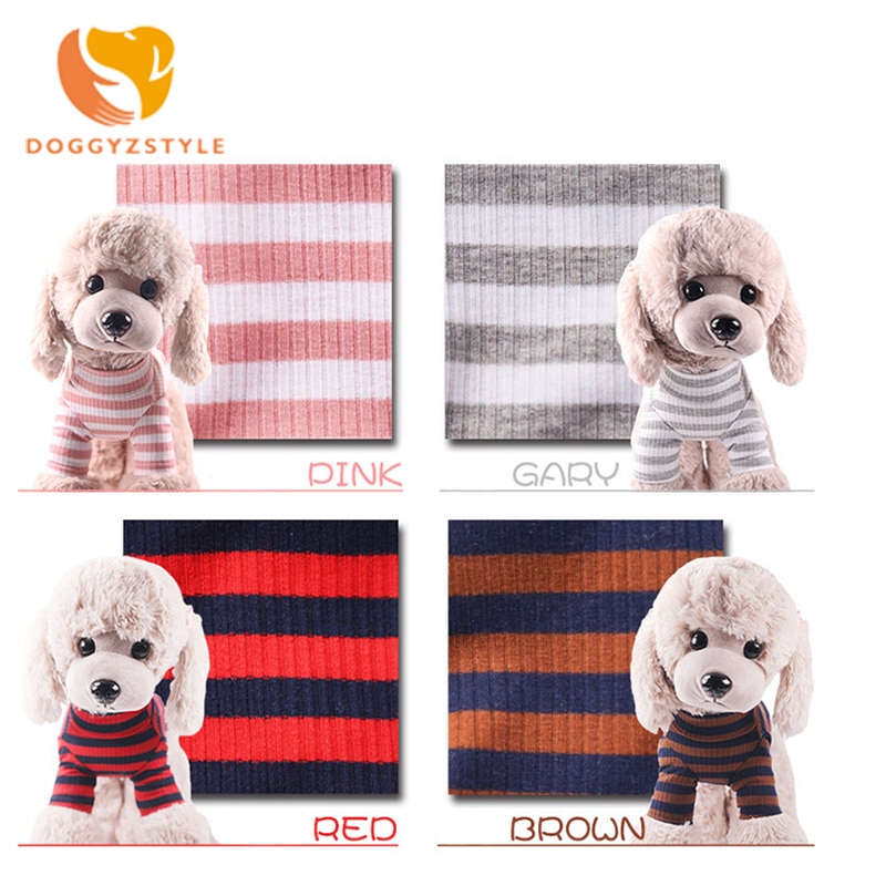 Elastische Dieptepunt Shirt Hond Gestreepte Kleding Katoen Warm Winter T-shirt Kat Puppy Cosstume Apparel Doggyzstyle