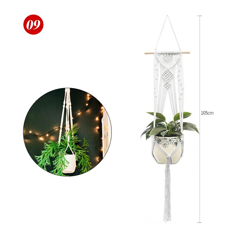Pot de Fleurs Suspension pour Plantes en Macramé pour Jardin et Cour, Panier Suspendu Fait à la Main pour Décoration Murale: 09