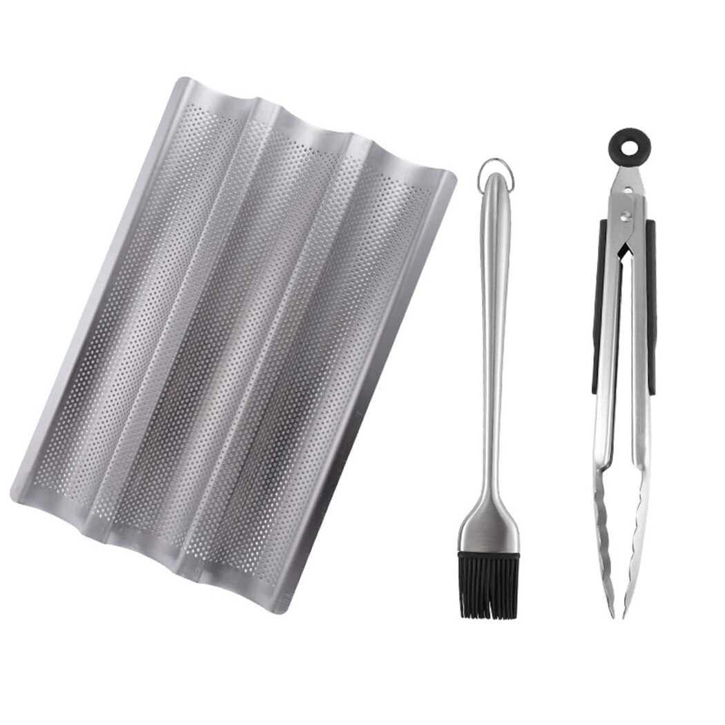 Stainless Steel Bread Pan Set French Bread Baking Mold Set Bread Baking Tray Baguette Mold Pans 3 Groove Waves Bread Baking Tool