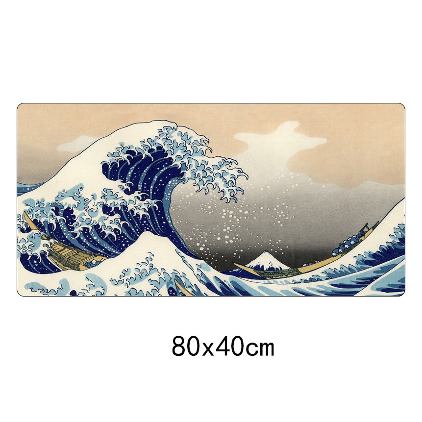 Japan The Great Wave of Kanagawa Art Mouse Pad Large Computer Gaming Mousepad Gamer XL Rubber Otaku Keyboard pad Laptop Desk Mat: 80x40cm