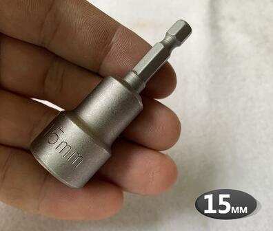 Hex Bit Socket with Magnetic, 7mm to 19mm, 65mm Long, Hexagon Socket Wrench Impact Resistant Socket for Hand /Electric Drill: 15mm