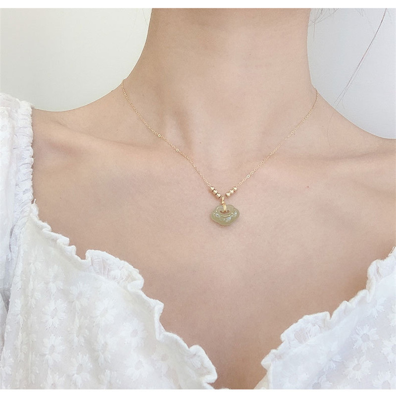 Daiwujan Etnische 925 Zilveren Imitatie Tian Ketting Voor Vrouwen Gouden Ketting Veiligheidsslot Hanger Ketting Bruiloft Sieraden