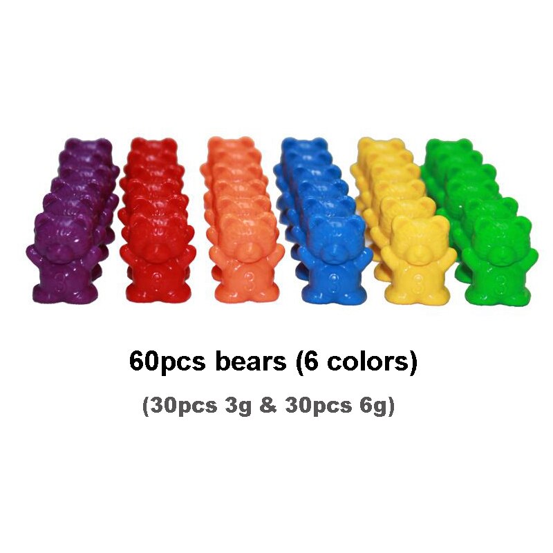 Children Montessori Toy 1set Boxed Counting Bear Montessori Educational Cognition Rainbow Matching Game Educational Toys: Set A