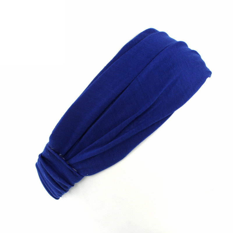 zomer dames effen katoenen hoofdband elastische brede zachte meisjes sport yoga geknoopte hoofdband hardloopzweetband voor tennisgymnastiek: Blauw