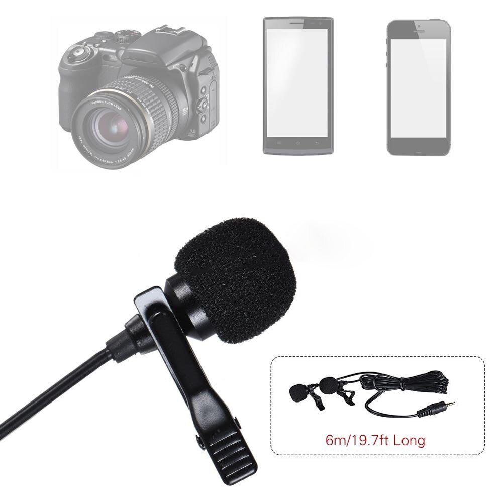 Mini Lavalier Lapel Microphone Dual Headed Recording Clip On Noise Cancelling Mic for iPhone iPad Samsung Tablet