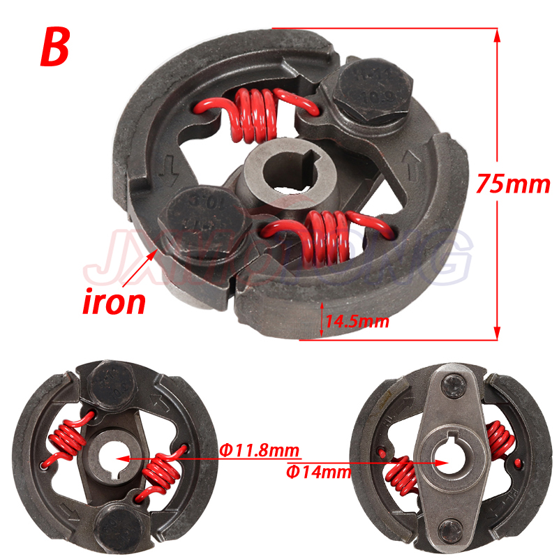 2 tiempos 47cc 49cc aluminio o hierro Minimoto embrague centrífugo aleación Mini Moto Dirt Bike Atv Quad 2 resorte de zapata 3 resorte de zapata: Negro