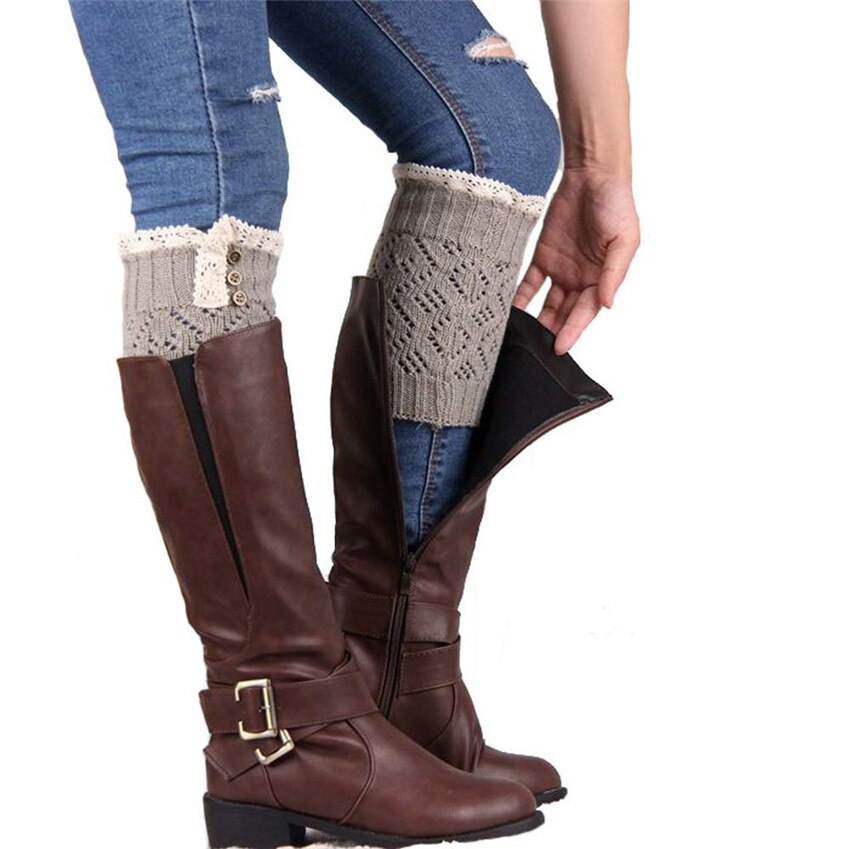 La de dédouanement! Jambières femmes jambières en dentelle longue tricot extensible Boot jambe poignets chaussettes de démarrage jambières directe