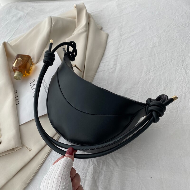 retro Halbmond bilden Knödel Tasche frauen Weiche Achselhöhle Schulter Tasche PU Leder Umhängetasche Weibliche Käufer: schwarz tasche